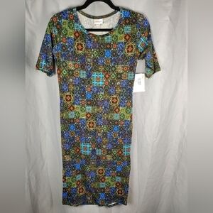 NWT Lularoe Julia, multicolored geometric pattern, size S